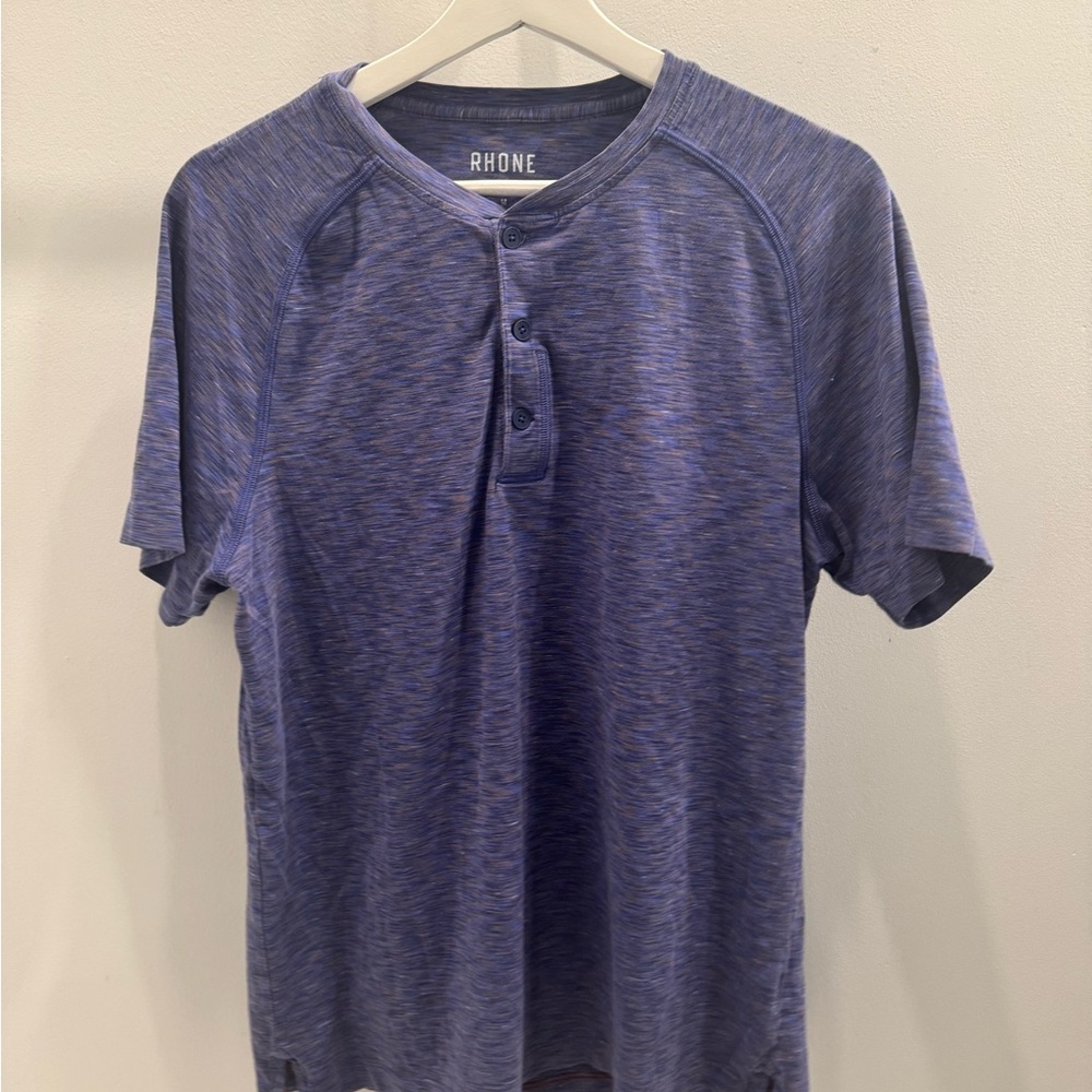 Rhone Men's Blue purple spacedye Henley Shirt size medium